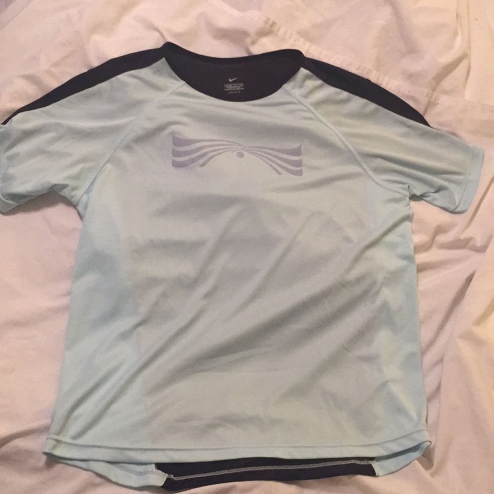 Nike Short Sleeve Tee Shirt Aqua and Black Sz L